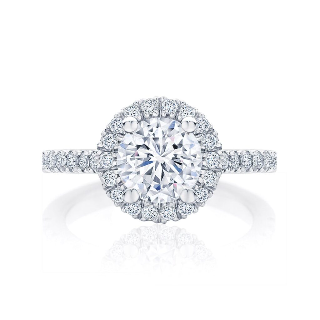 Round Halo Engagement Ring White Gold | Rosetta (Brilliant)