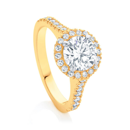 Round Halo Engagement Ring Yellow Gold | Rosetta (Brilliant)