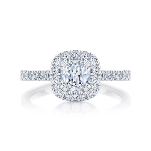 Cushion Halo Engagement Ring Platinum | Rosetta