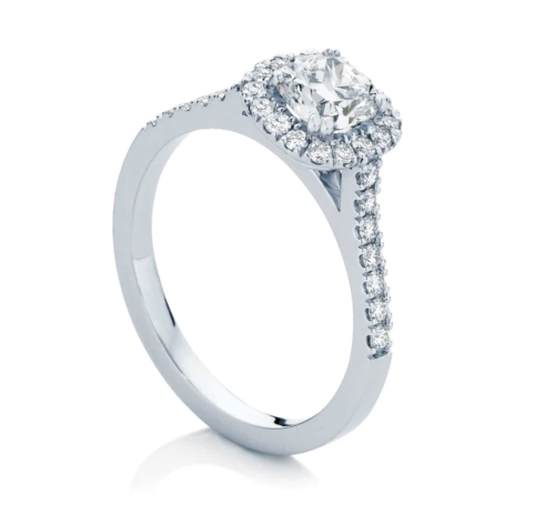 Cushion Halo Engagement Ring Platinum | Rosetta