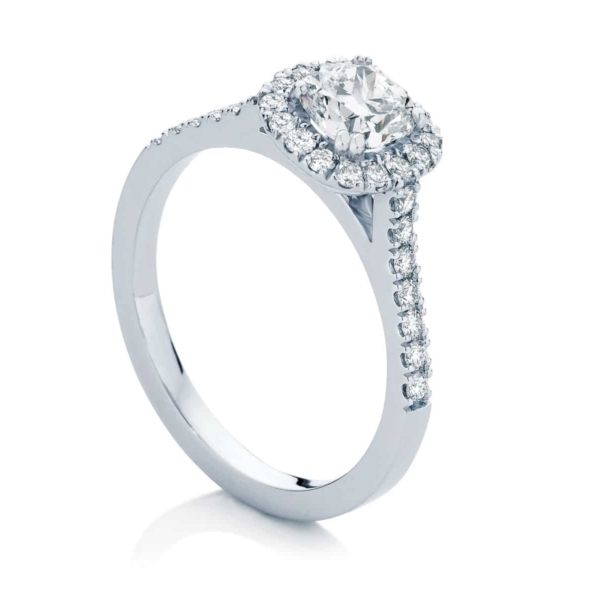 Cushion Halo Engagement Ring Platinum | Rosetta