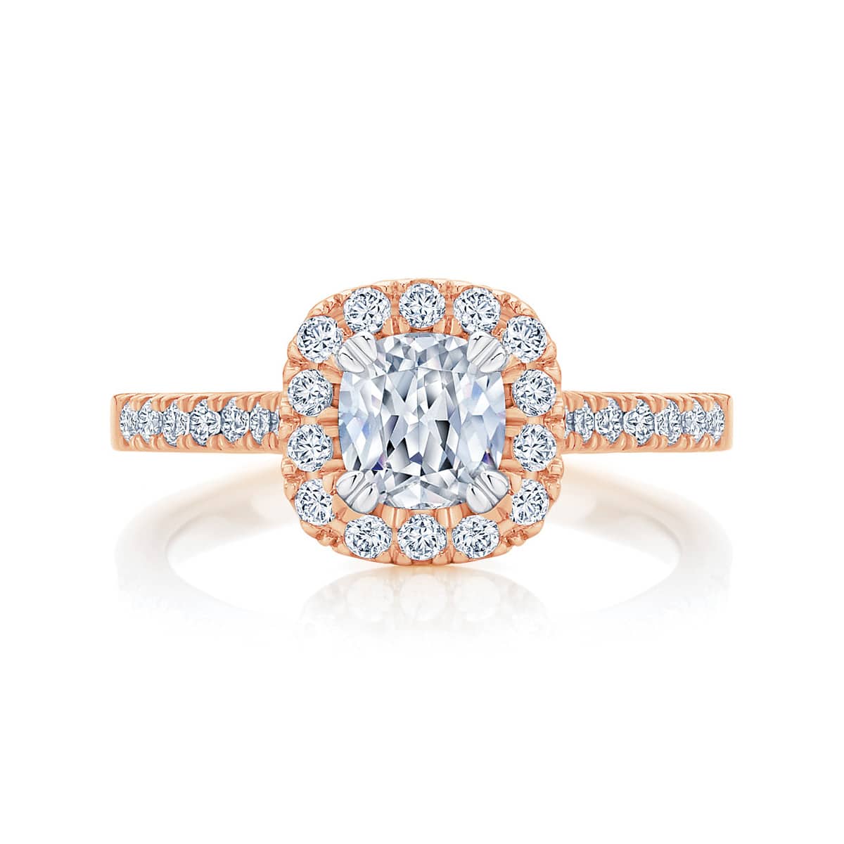 Cushion Halo Engagement Ring Rose Gold | Rosetta