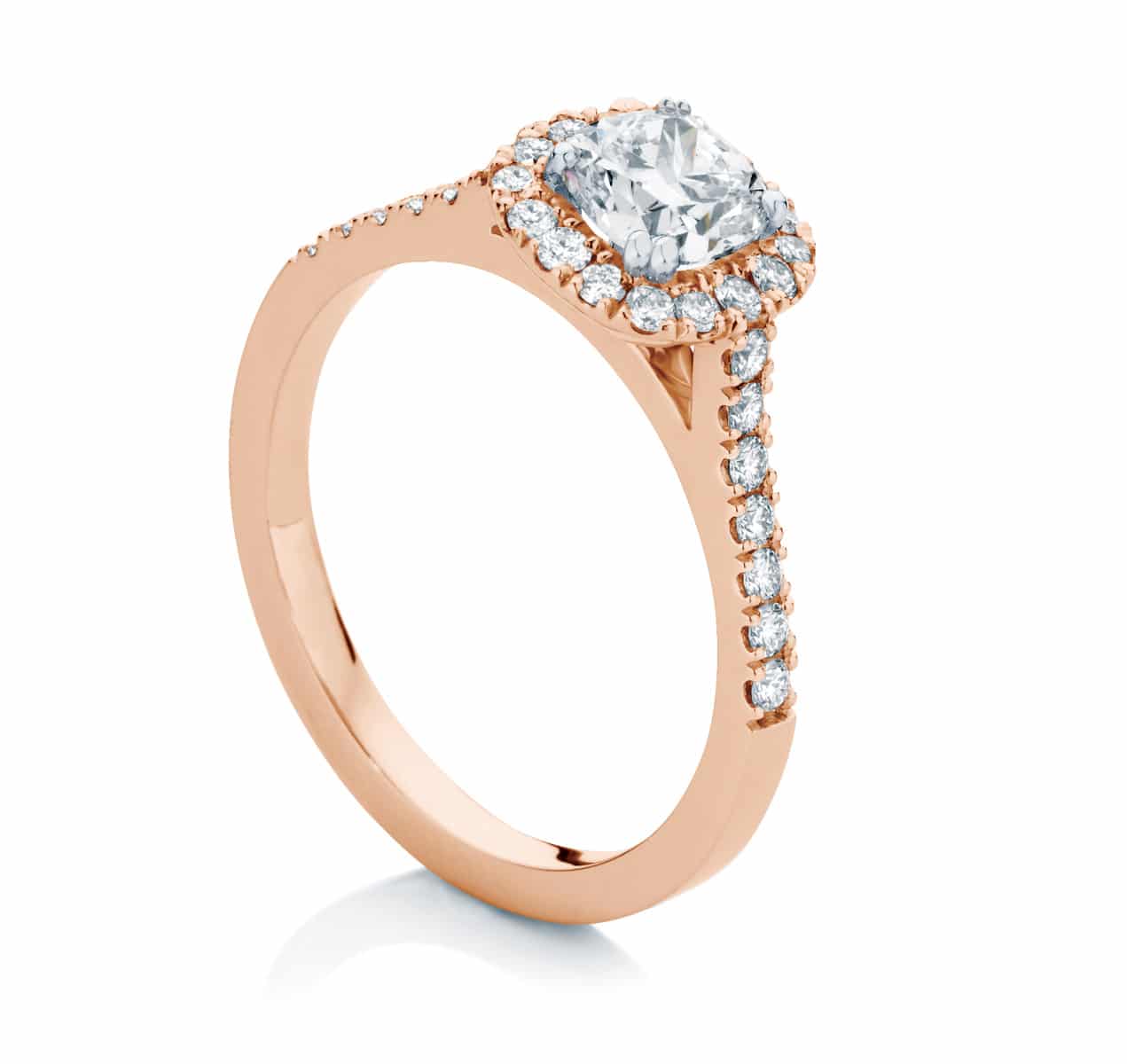 Cushion Halo Engagement Ring Rose Gold | Rosetta