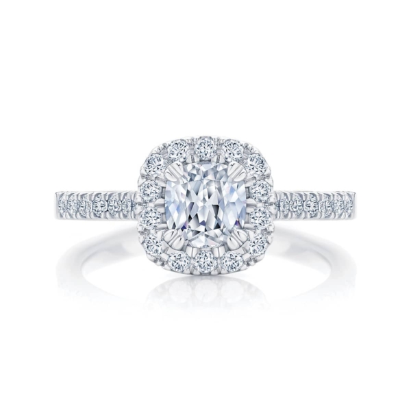 Cushion Halo Engagement Ring White Gold | Rosetta