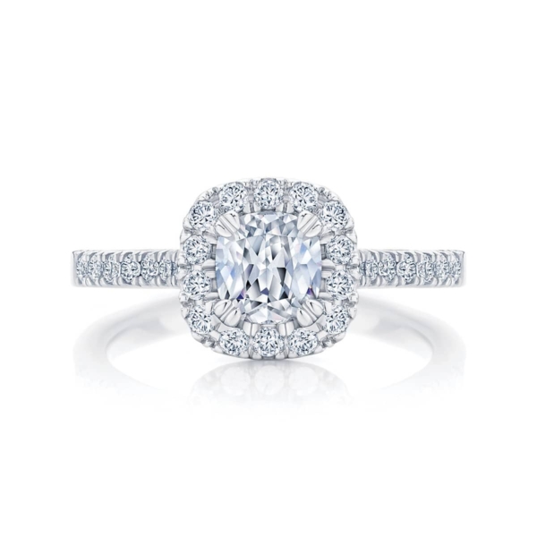 Cushion Halo Engagement Ring White Gold | Rosetta