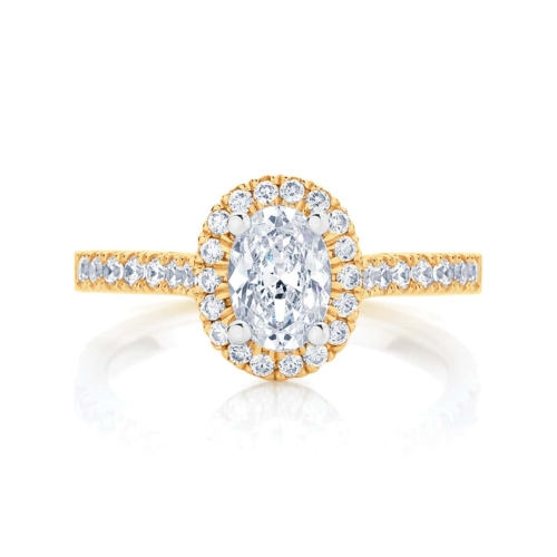 Oval Halo Engagement Ring Yellow Gold | Rosetta (Oval)