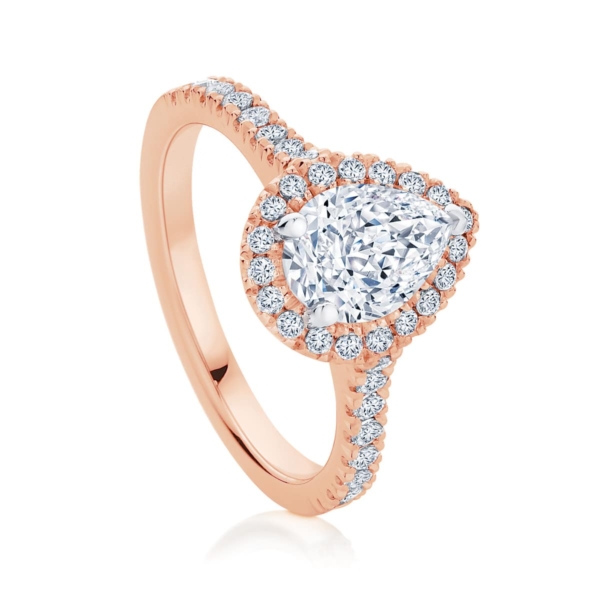Pear Halo Engagement Ring Rose Gold | Rosetta (Pear)