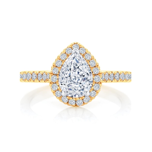 Pear Halo Engagement Ring Yellow Gold | Rosetta (Pear)