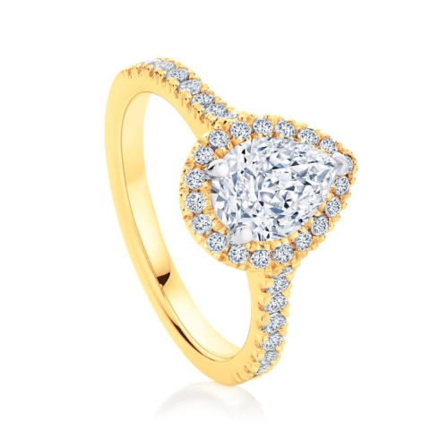 Pear Halo Engagement Ring Yellow Gold | Rosetta (Pear)