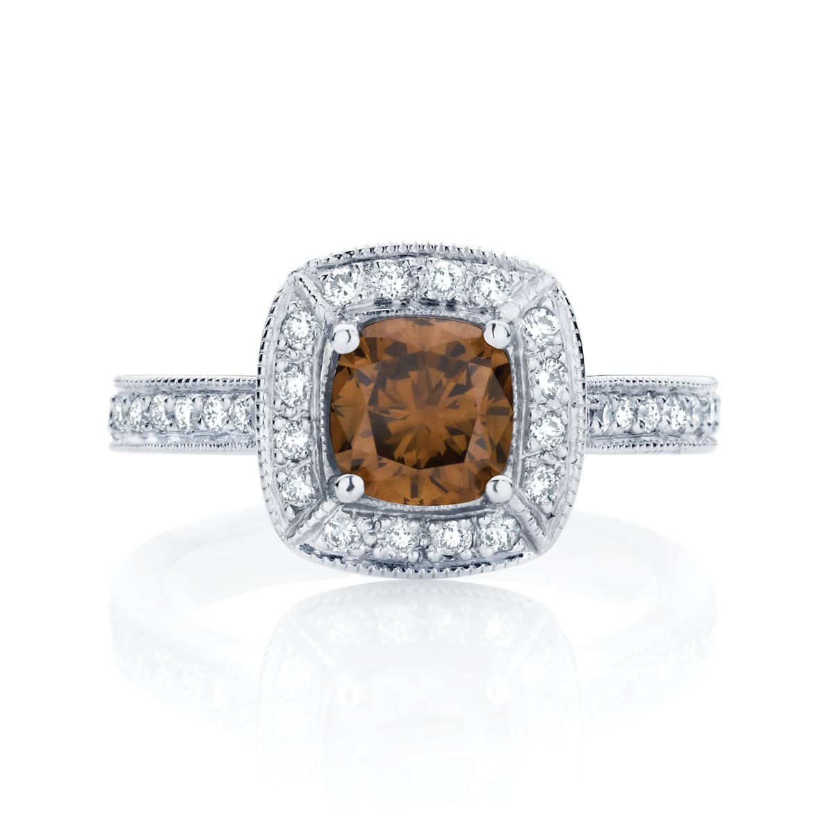 Cushion Halo Engagement Ring White Gold | Serenity (Cognac)