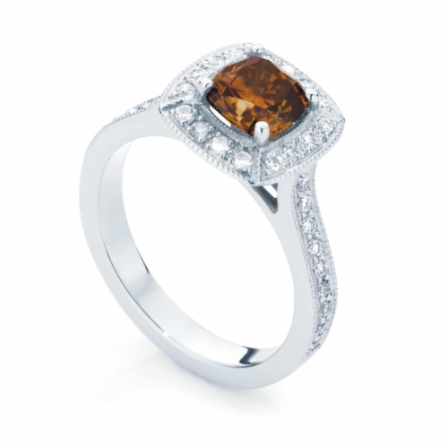 Cushion Halo Engagement Ring White Gold | Serenity (Cognac)