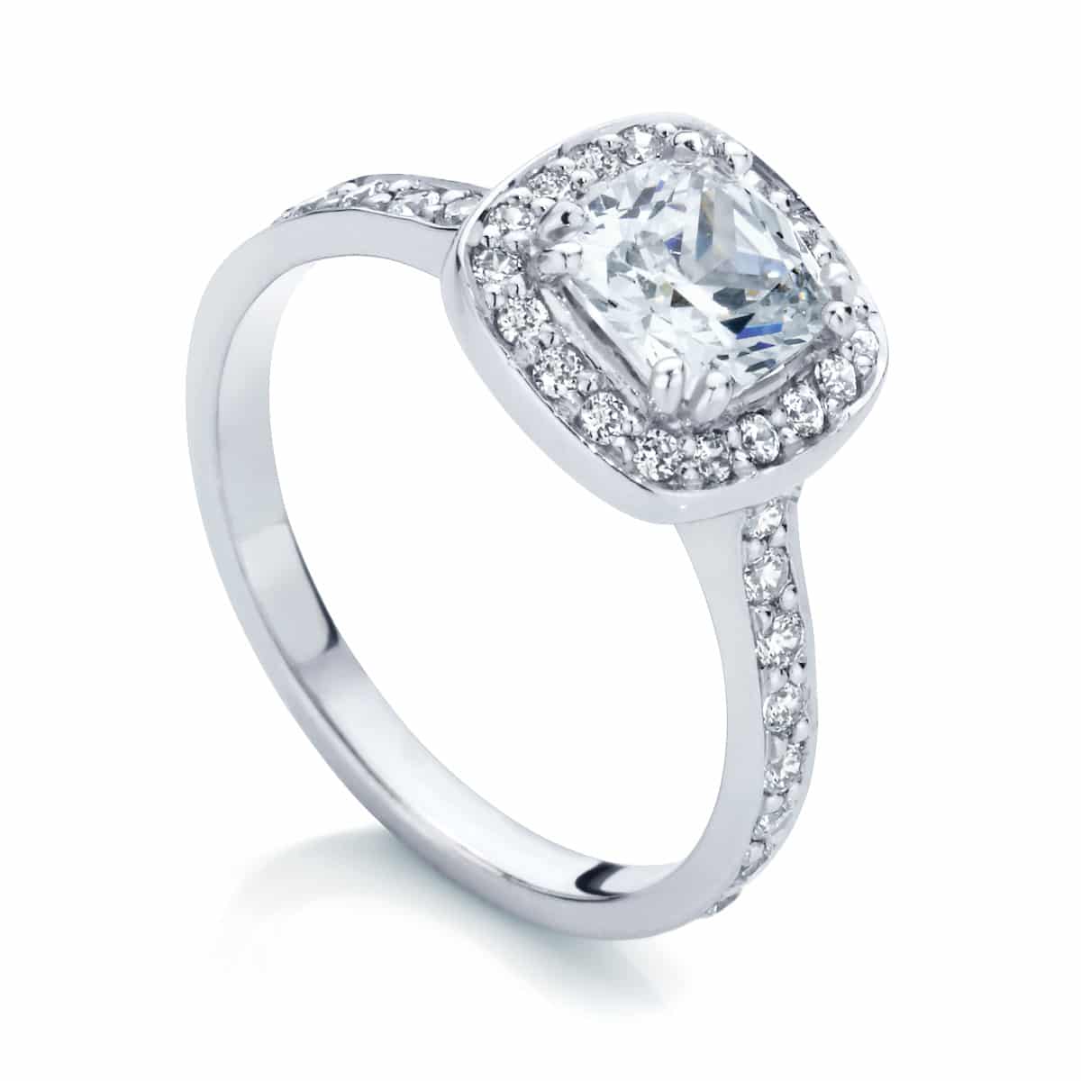 Cushion Halo Engagement Ring White Gold | Serenity (Cushion)