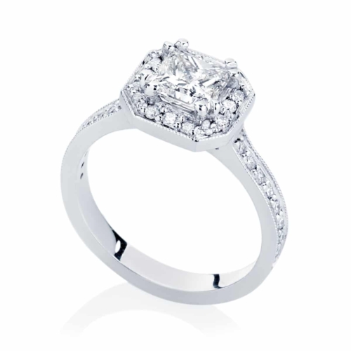 Princess Halo Engagement Ring Platinum | Serenity (Princess)