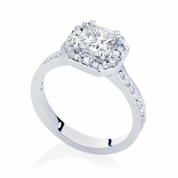 Princess Halo Engagement Ring White Gold | Serenity (Princess)