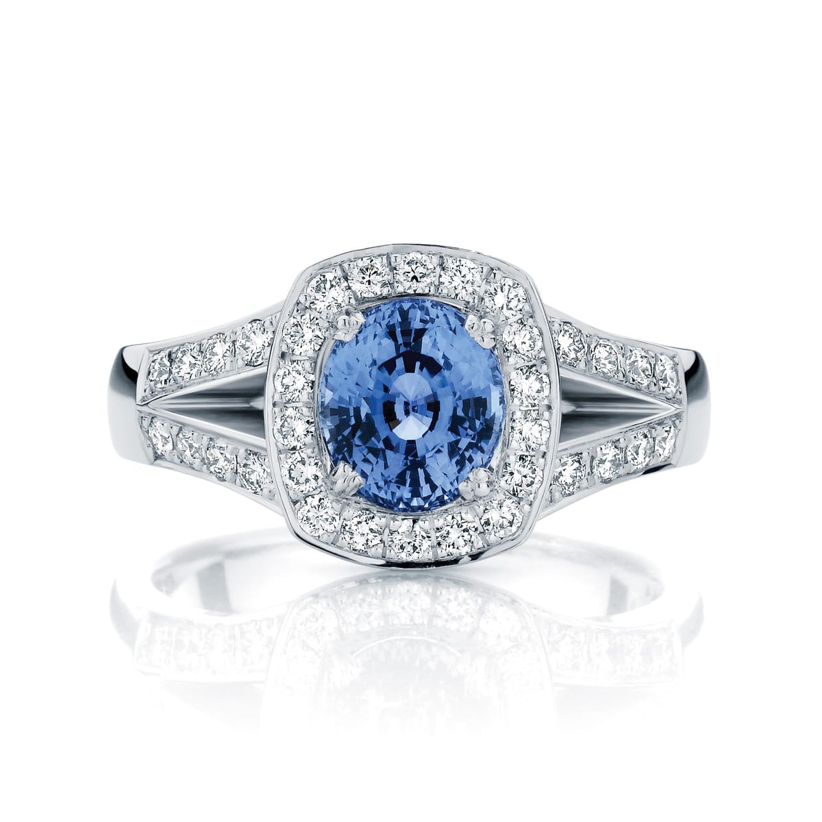Oval Halo Engagement Ring Platinum | Sky (Oval)