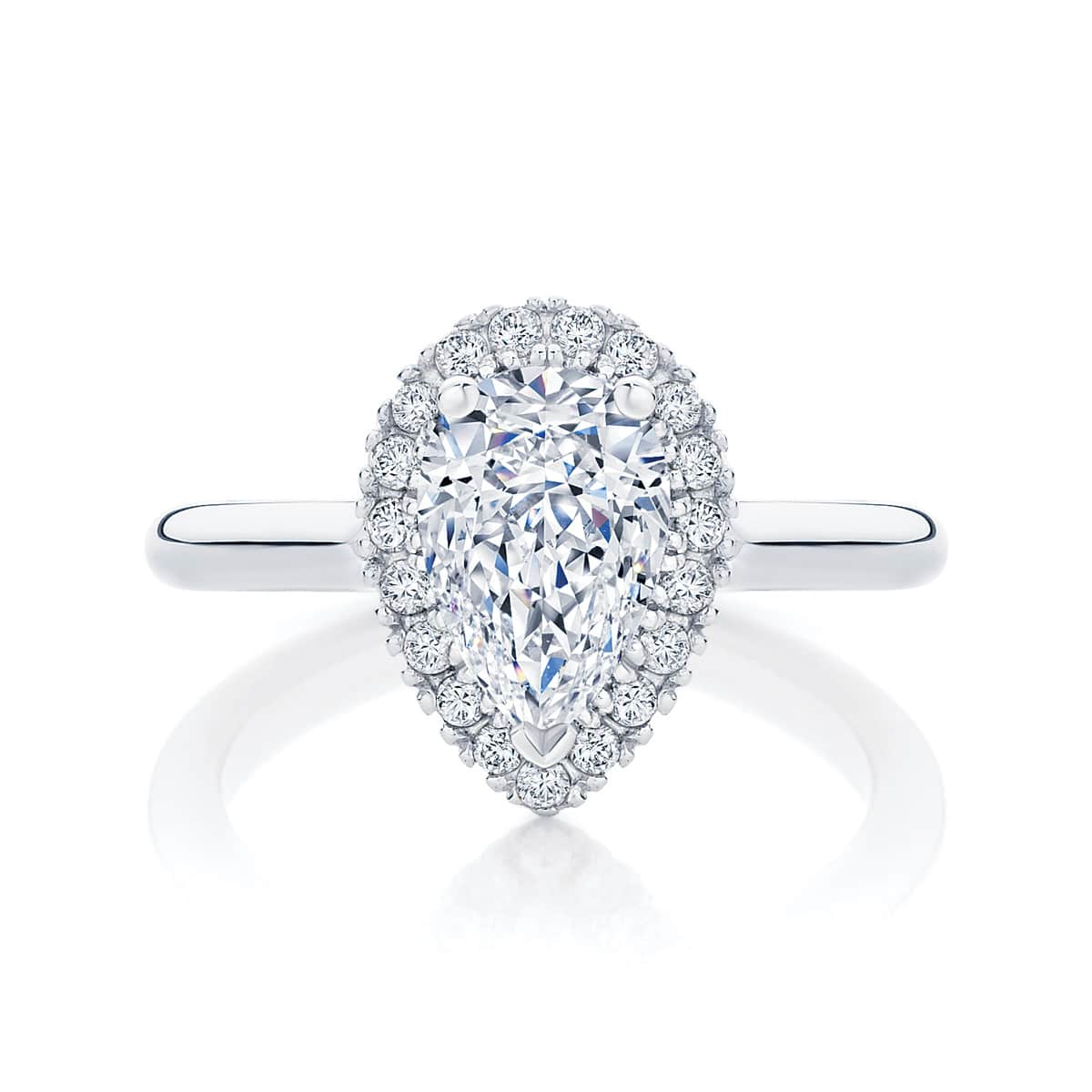 Pear Halo Engagement Ring Platinum | Snow Drop