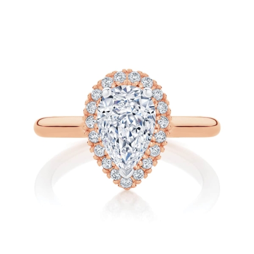 Pear Halo Engagement Ring Rose Gold | Snow Drop