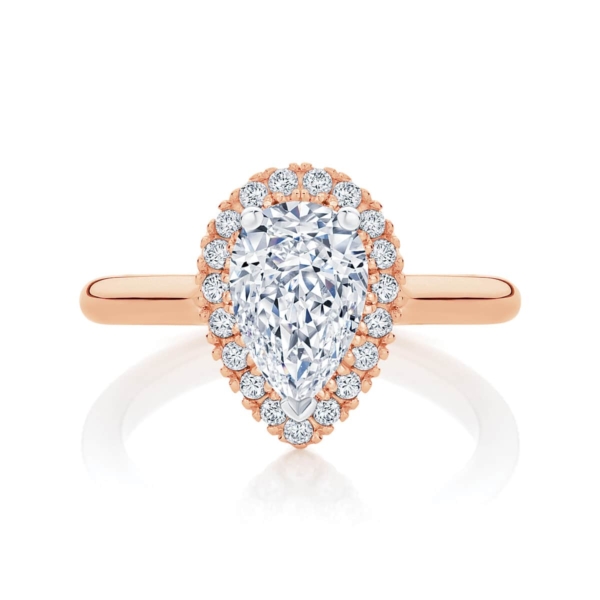 Pear Halo Engagement Ring Rose Gold | Snow Drop