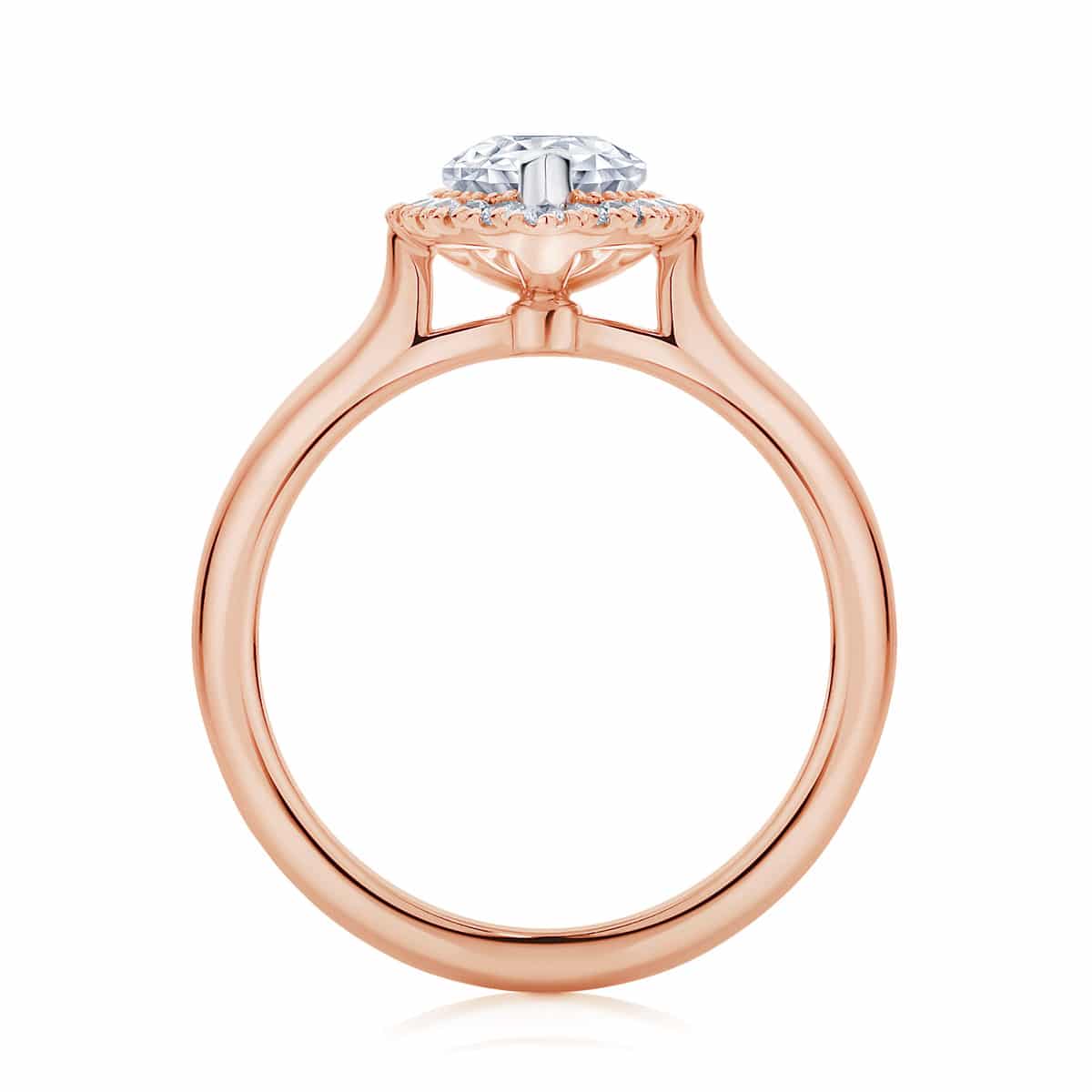 Pear Halo Engagement Ring Rose Gold | Snow Drop