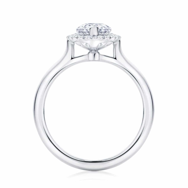 Pear Halo Engagement Ring White Gold | Snow Drop