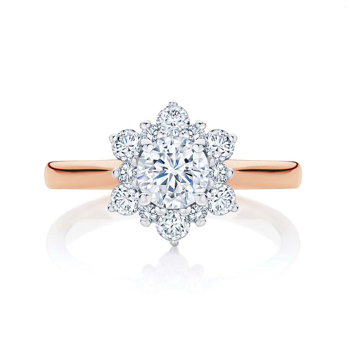 Round Halo Engagement Ring Rose Gold | Snowflake