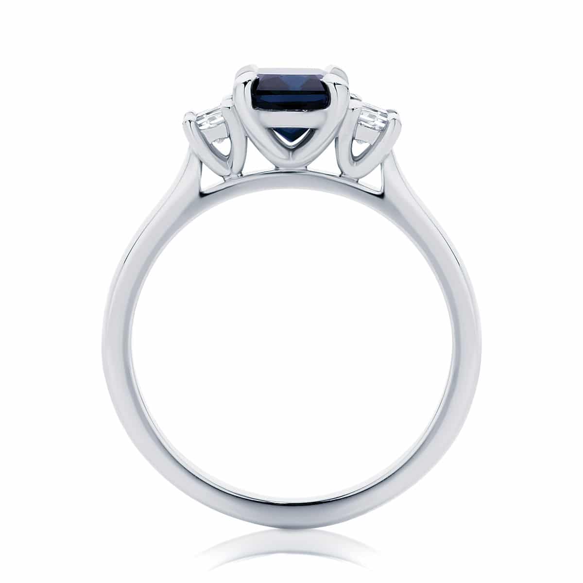 Emerald Three Stone Engagement Ring Platinum | Soiree