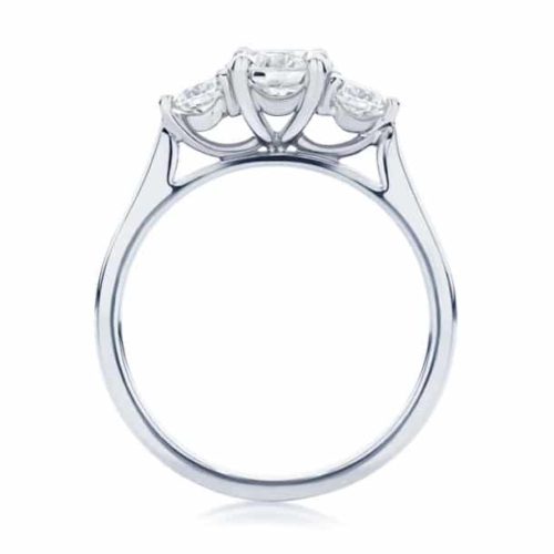 Round Three Stone Engagement Ring Platinum | Swing Trio