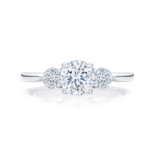 Round Three Stone Engagement Ring White Gold | Swing Trio