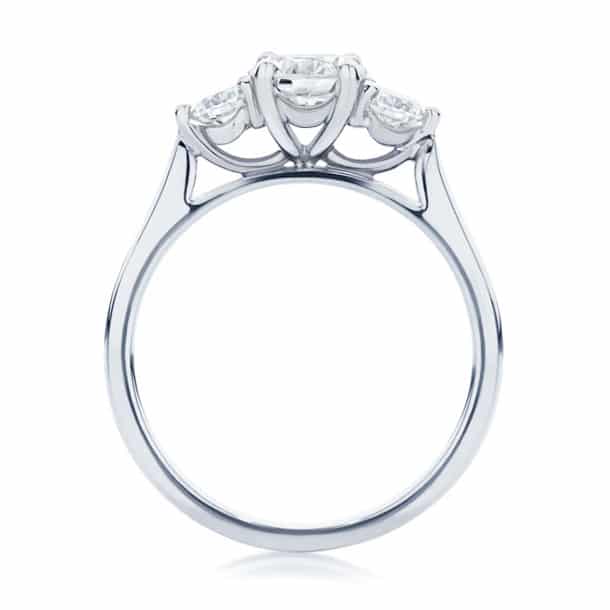 Round Three Stone Engagement Ring White Gold | Swing Trio