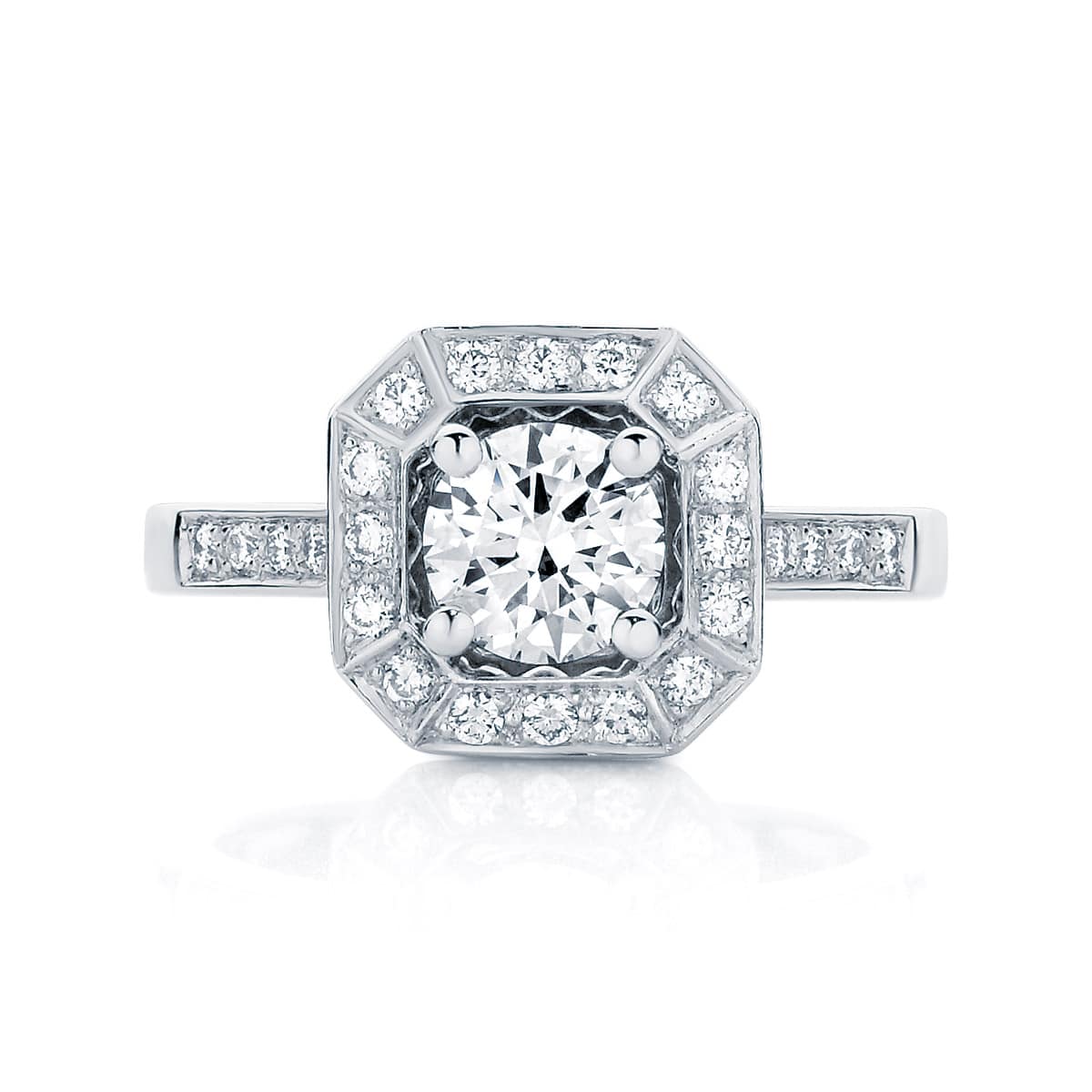 Round Halo Engagement Ring Platinum | Tesoro