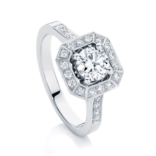 Round Halo Engagement Ring Platinum | Tesoro