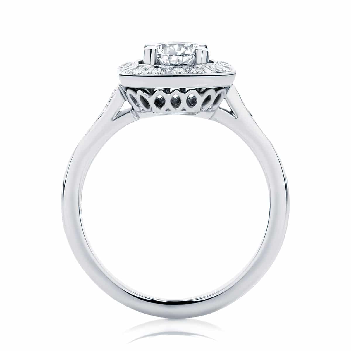 Round Halo Engagement Ring White Gold | Tesoro