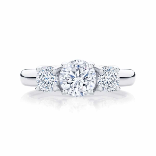 Round Three Stone Engagement Ring Platinum | Trio