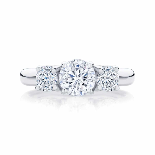 Round Three Stone Engagement Ring Platinum | Trio