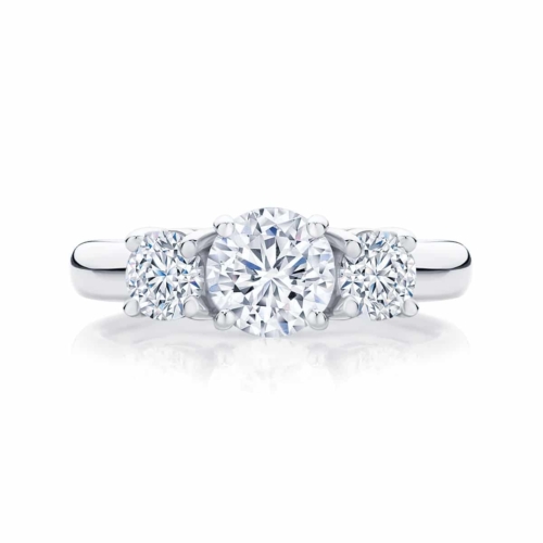 Round Three Stone Engagement Ring White Gold | Trio