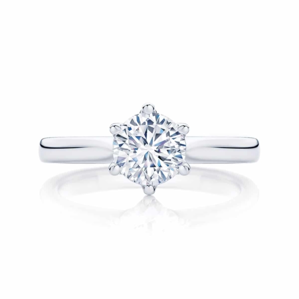 Round Solitaire Engagement Ring White Gold | Tulip