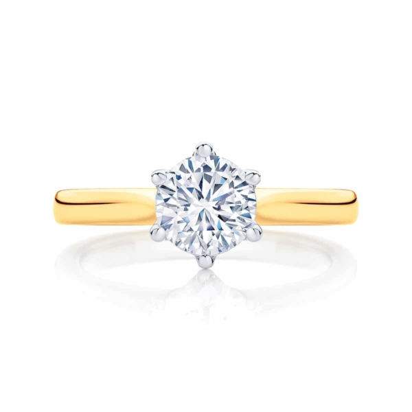 Round Solitaire Engagement Ring Yellow Gold | Tulip
