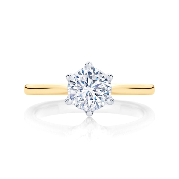 Round Solitaire Engagement Ring Yellow Gold | Tulip