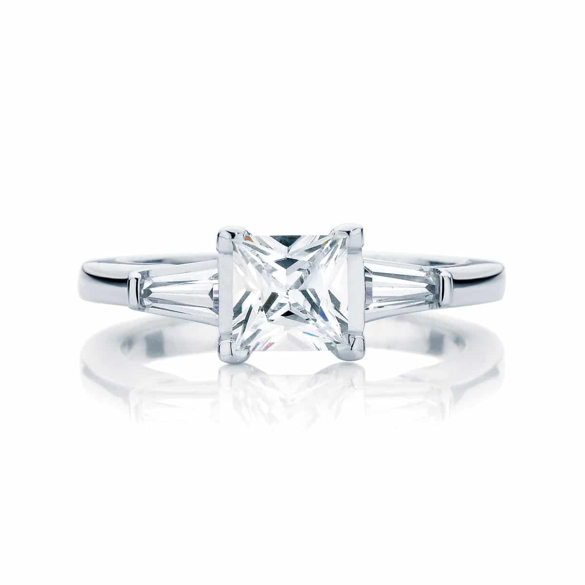 Princess Three Stone Engagement Ring White Gold | Willow (Princess)