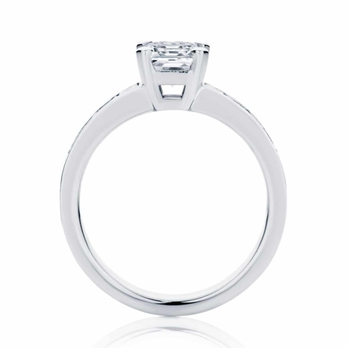 Asscher Side Stones Engagement Ring Platinum | Zen