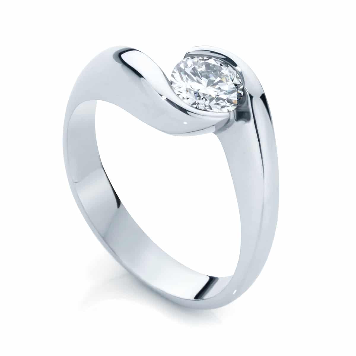 Round Solitaire Engagement Ring White Gold | Zephyr (Brilliant)