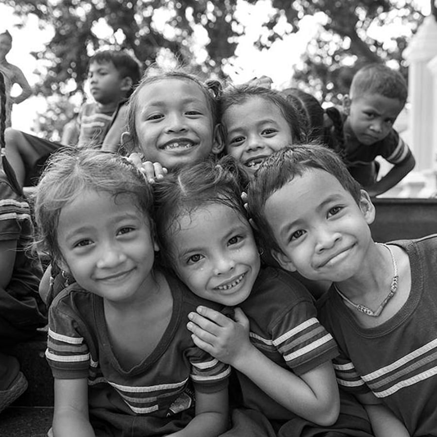 A group of young students who are part of the community where Cambodian childrens fund charity operates