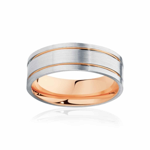 Mens Two Tone Rose Gold & White Gold Wedding Ring|Aruba