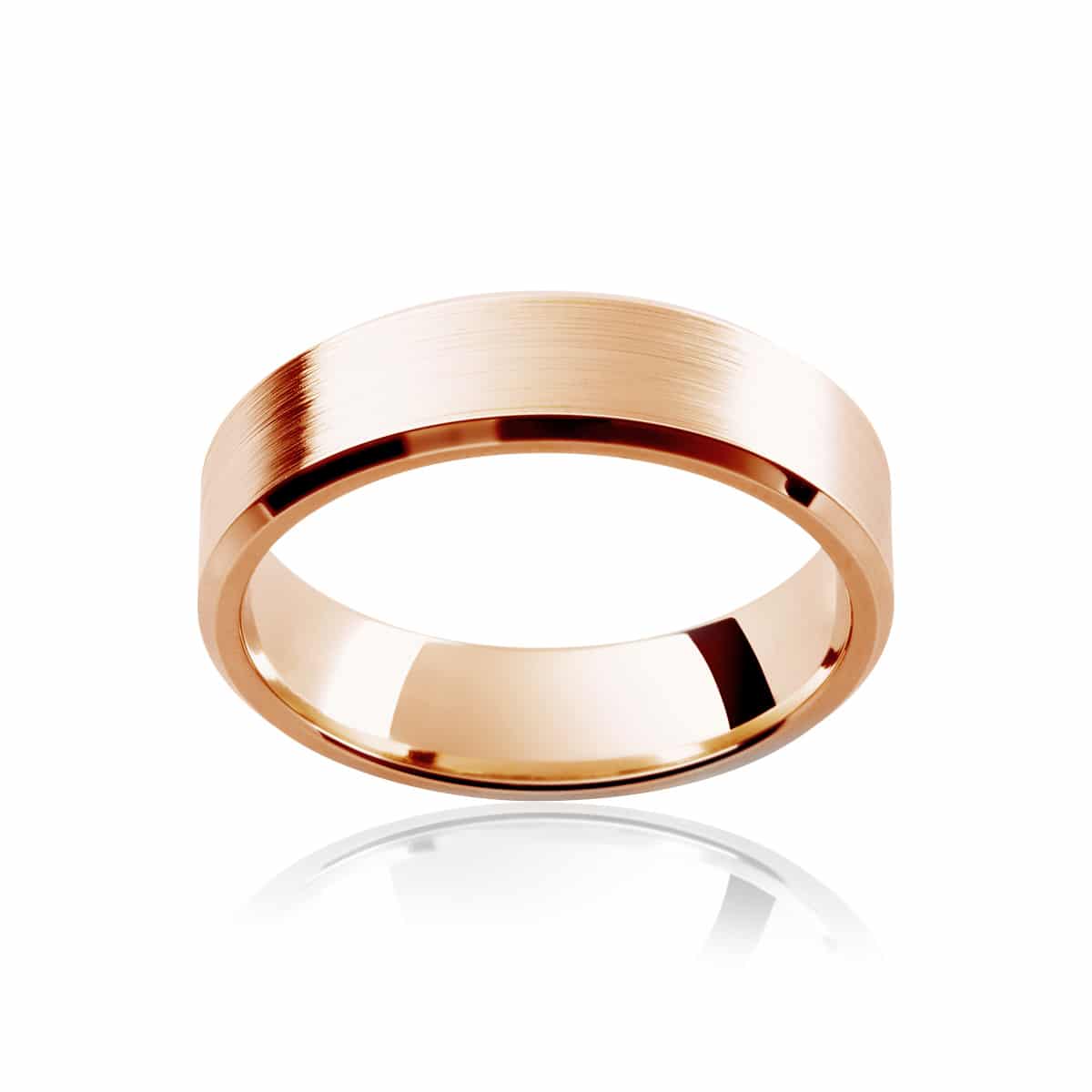 Mens Rose Gold Wedding Ring|Bevelled Edge