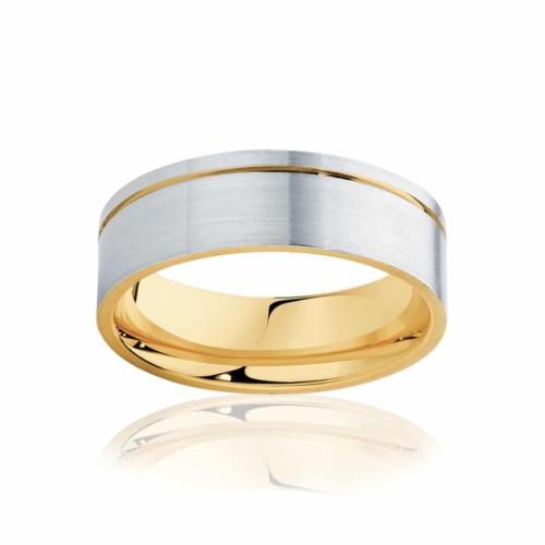 Mens Two Tone Yellow Gold Wedding Ring|Cuba