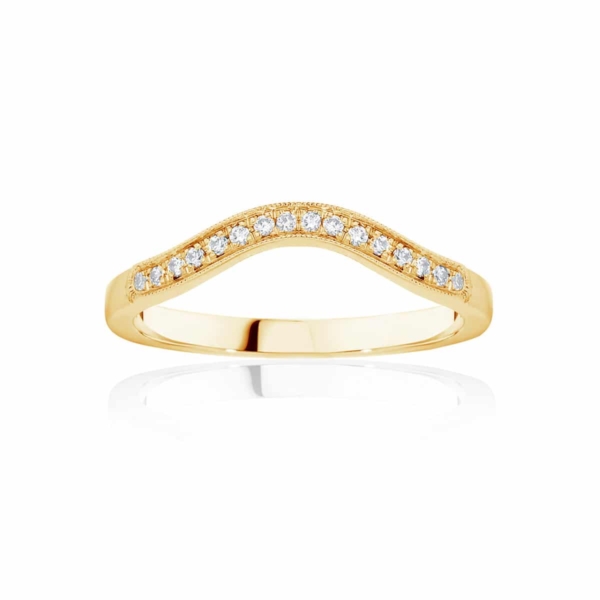 Womens Contoured Vintage Yellow Gold Wedding Ring|Curve