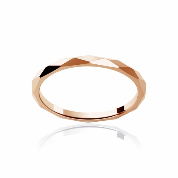Womens Classic Rose Gold Wedding Ring|Fine Faceted
