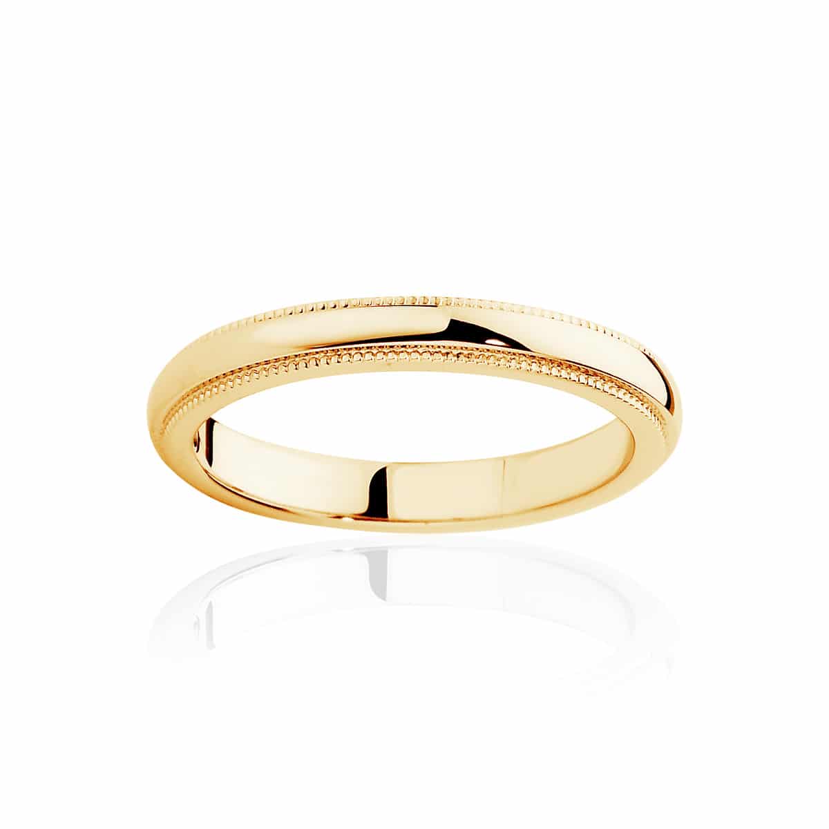 Womens Classic Yellow Gold Wedding Ring|Fine Millgrain