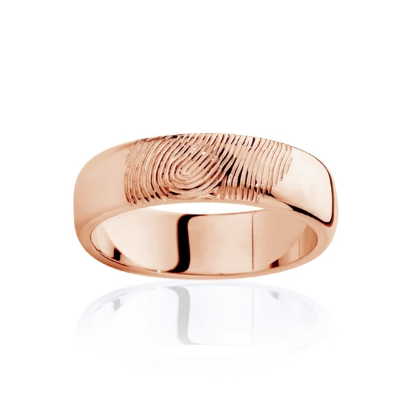 Mens Rose Gold Wedding Ring|Fingerprint