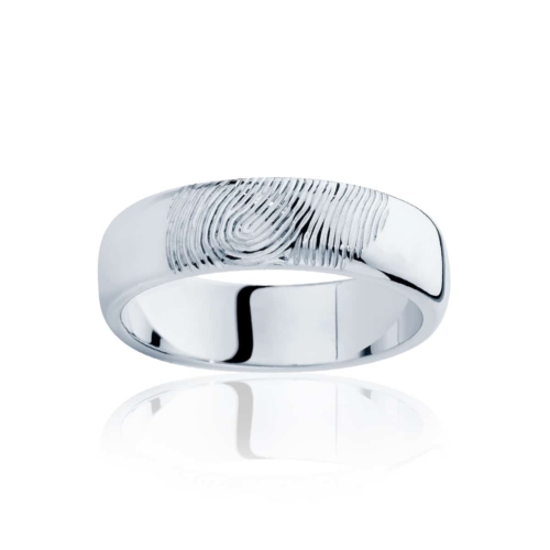 Mens White Gold Wedding Ring|Fingerprint